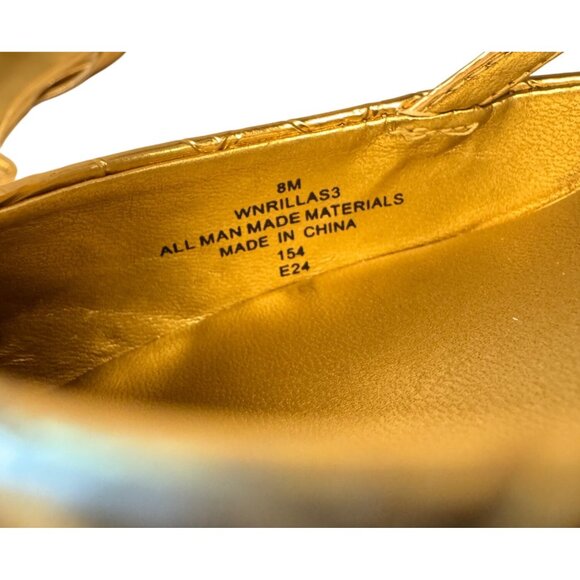 Nine West Rillas Croc Print Size 8M Kitten Pump Gold Adjustable Ankle Strap NWOB - Picture 6 of 12